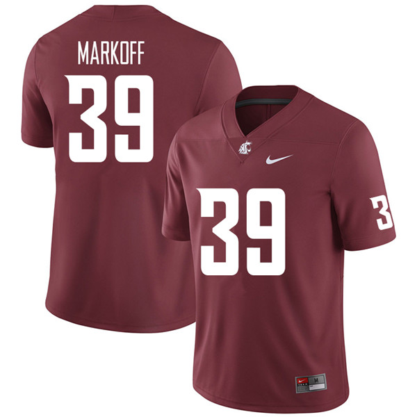 Men #39 Clay Markoff Washington State Cougars College Football Jerseys Sale-Crimson